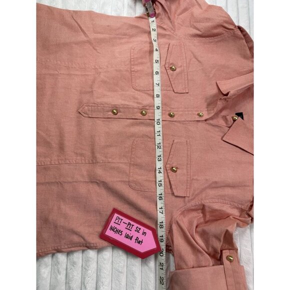 Talbots Pullover Shirt w/ Pearl Snap Button Pockets & Folded Sleeve Women's M - Picture 10 of 12